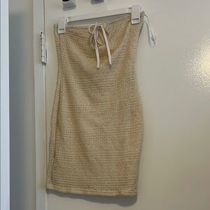 SHEIN Tan Ribbed Mini Pencil Skirt